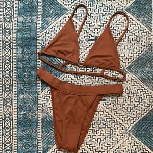 High-cut two piece bikini.